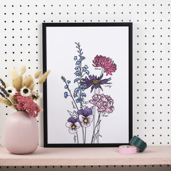 Personalised Family Birth Flower Print, 5 of 6
