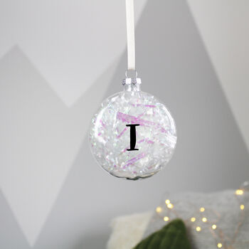 Initial Filled Glass Christmas Bauble, 9 of 9