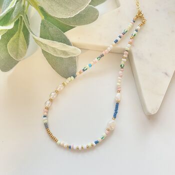 Multicoloured Beaded Necklace With Pearls, 2 of 6