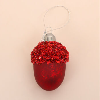 G Decor Glittery Glass Acorn Christmas Tree Ornaments, 5 of 7