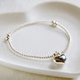 Delicate Silver Bead Bracelet With Heart Charm, thumbnail 1 of 2