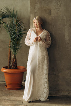 Long Sleeved Wedding Dress Cover | Lace Kimono Cape, 9 of 10