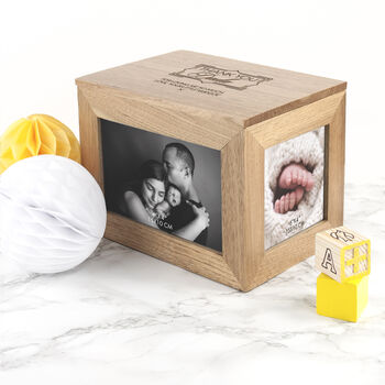 Personalised Thank You Midi Oak Photo Cube Keepsake Box, 3 of 5