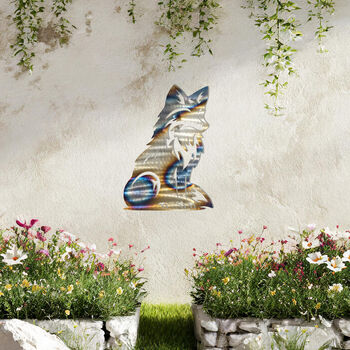 Sitting Fox Metal Wall Art For Garden And Interior Decor Gift, 5 of 10