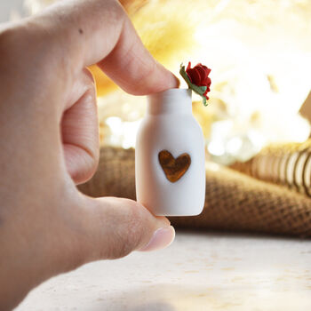 Paper Rose And Embossed Heart Mini Bottle, 8 of 12