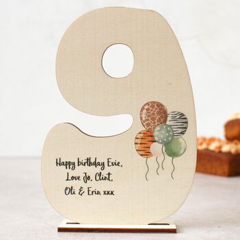 Personalised Number Card, Animal Print Balloons, 8 of 10