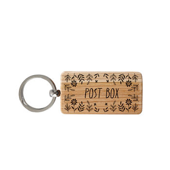 The Potting Shed 'Post Box' Oak Rectangle Keyring | Accessory | Handbag | Keychain, 2 of 2