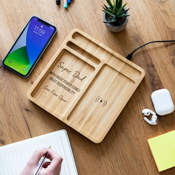 Personalised Desk Tidy Wireless Charger Great Power, 5 of 6