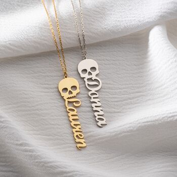 Personalised 'Gothic Glam' Skull Name Necklace, 4 of 10