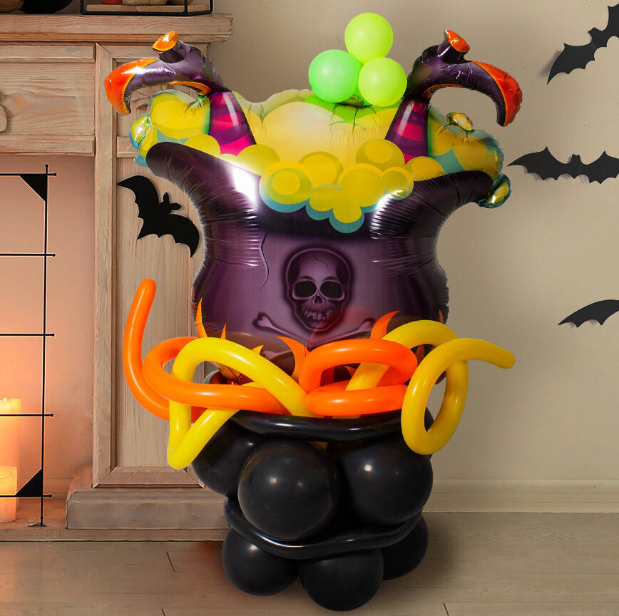 Halloween Cauldron Inflated Balloon Stack By Bubblegum Balloons