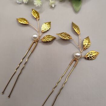 Wedding Hair Accessories Gold Set Of Two, 5 of 12
