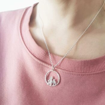 Silver Paper Doll Necklace In A Ring, 3 of 7