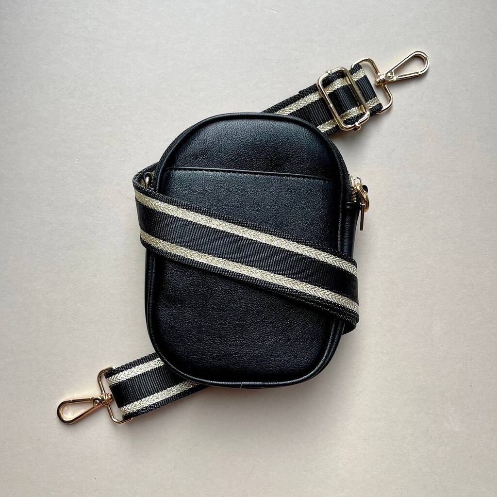 Black And Gold Two Stripe Metallic Bag Strap By Nest Gifts ...