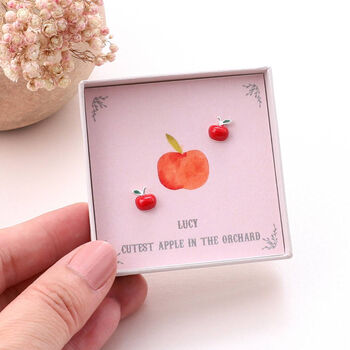 'Cutest Apple' Sterling Silver Apple Earrings, 6 of 6