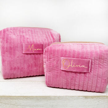 Personalised Ribbed Velvet Box Make Up Bag, 2 of 11