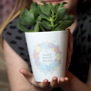 Personalised Easter Wreath Plant Pot With Seeds, 2 of 3