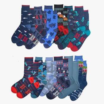 12 Day Christmas Advent Calendar Nautical Bamboo Socks Mens, 2 of 3