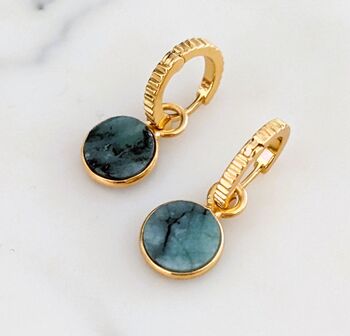 The Circle Emerald Earrings, Gold Plated, 2 of 6