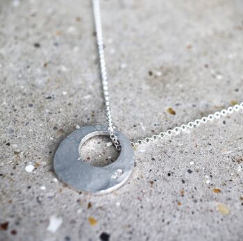 Sterling Silver Hammered Air O Necklace, 3 of 3