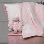 Personalised Pink Bashful Bunny Baby Blanket, thumbnail 2 of 6