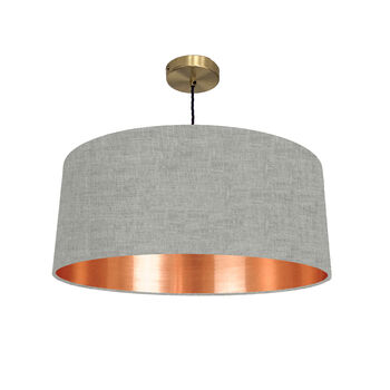 Ash Grey Linen Lampshade With A Metallic Lining, 2 of 4