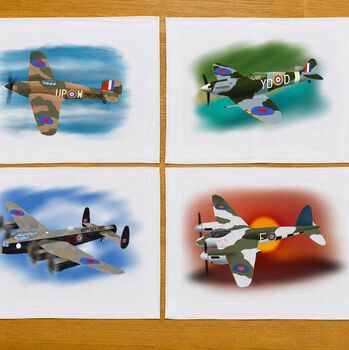 Set Of Four Handkerchiefs With Second World War Planes, 3 of 12