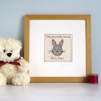 Personalised Rabbit New Baby Girl Or 1st Birthday Card, 5 of 12