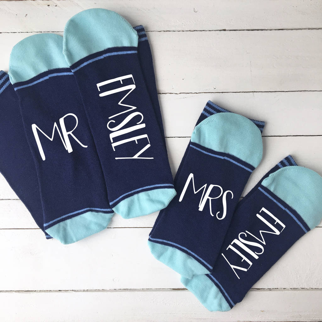 Personalised Mr And Mrs Striped Socks