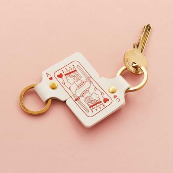 Personalised Playing Card Two Part Leather Keyring Set, 2 of 5