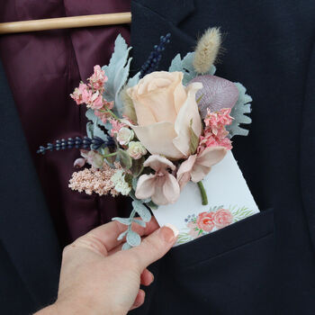 Floral Pocket Square Wedding Flowers, 6 of 12