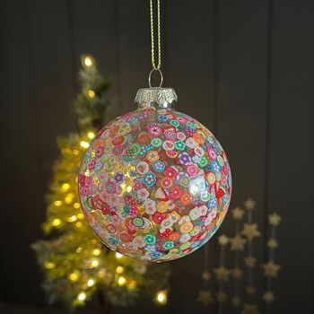 Millefiori Flower Dot Christmas Tree Bauble, 2 of 2