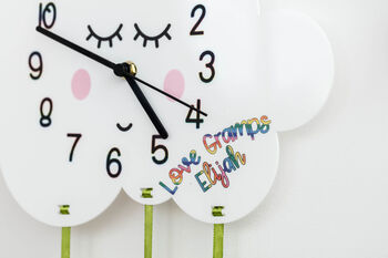 Children's Cloud And Raindrops Rainbow Wall Clock, 2 of 4