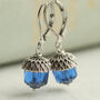 Sapphire Blue Silver Acorn Earrings, thumbnail 1 of 7