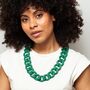 Statement Necklace Chunky Matte Turquoise Chain Links, thumbnail 2 of 4