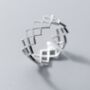 Sterling Silver Cross Hatch Adjustable Ring, thumbnail 1 of 4
