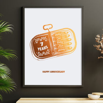 Personalised 7th Copper Anniversary Sardine Print, 2 of 12