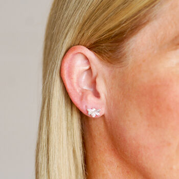 Bee Earrings In Silver, 5 of 7