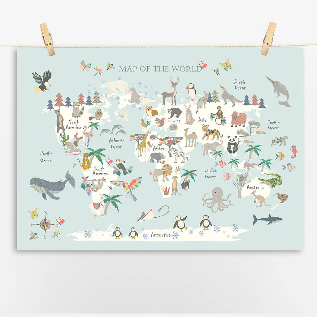 Animal World Map Print, 1 of 9