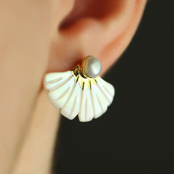 Statement Pearl Shell Stud Earring, 2 of 3