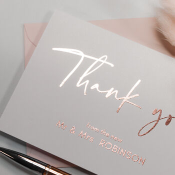 Personalised Wedding Thank You Card With Rose Gold Foil, 4 of 7