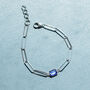 Sterling Silver Sapphire Paperclip Chain Bracelet, thumbnail 1 of 7