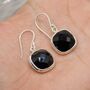 Black Square Onyx Sterling Silver Earrings, thumbnail 6 of 11