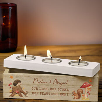 Personalised Autumn Triple Tea Light Box, 3 of 4