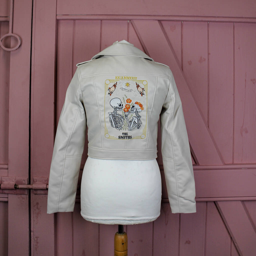 The Lovers Tarot Card Cream Bride Leather Jacket, 1 of 9