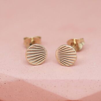 Simple Gold Studs With Art Deco Motif. Solid 9ct Gold, 3 of 9
