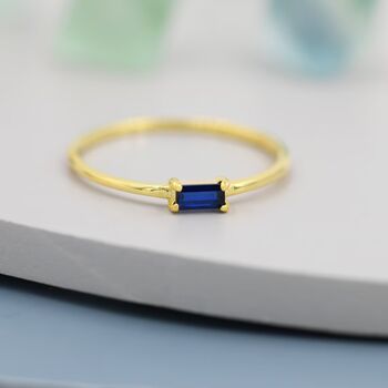 Sapphire Blue Baguette Cz Ring In Sterling Silver, 2 of 11