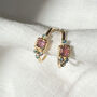 Arya Pink Tourmaline And Blue Topaz 18ct Gold Vermeil Hoops, thumbnail 7 of 12