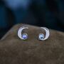 Cresent Moon Moonstone Stud Earrings Sterling Silver, thumbnail 2 of 12