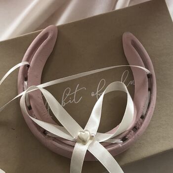 Personalised Pearlised Pink Lucky Wedding Horseshoe, 3 of 5