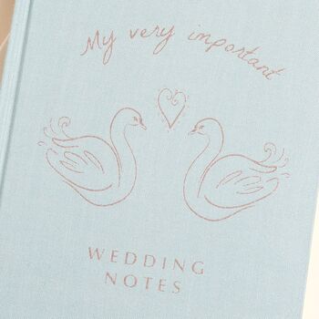 Swan Wedding Fabric Notebook In Blue, 2 of 4